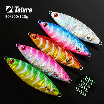 Long-Cast Night-Glow Slow-Rolling Metal Jig Lure 80g/100g/120g for Sea Boat Fishing Hooks Saltwater Fish Bionic Artificial Hard – Metal Jig – view 4