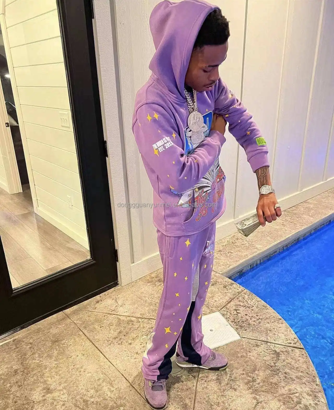 DUOFIER Men Tracksuit Set Full-Zip Sweatshirt Jogger Sweatpants