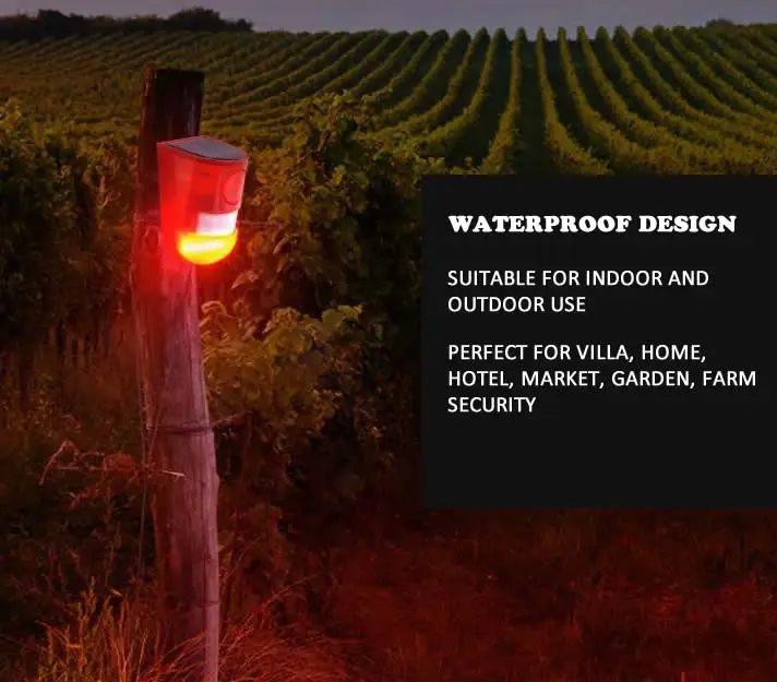 Solar Infrared Motion Sensor Alarm With 110db Siren Strobe Light for Home Garden Carage Shed Car Van Security Alarm System