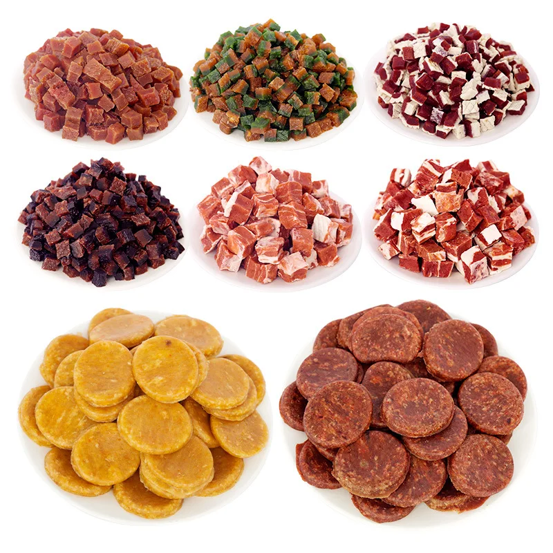 Gustări pentru câini ecologice, direct de la fabrică, cuburi de carne de vită bogate în proteine, potrivite pentru rase mici, 0,5 kg/bucată, OEM, sprijină digestia, pentru toate stadiile de viață