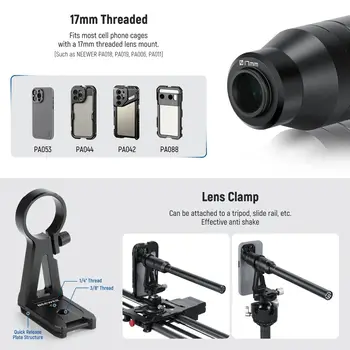 NEEWER LS-51 Aluminum 18mm Wide Angle&2x Macro Probe Phone Lens for 17mm Thread Backplate detail image