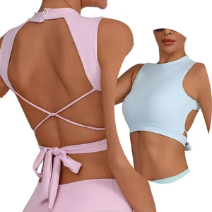 Women's High Support Sports Bra Halter-Neck Hollow Cross-Back Fitness Top for Beauty Back Yogas Breathable & Comfortable