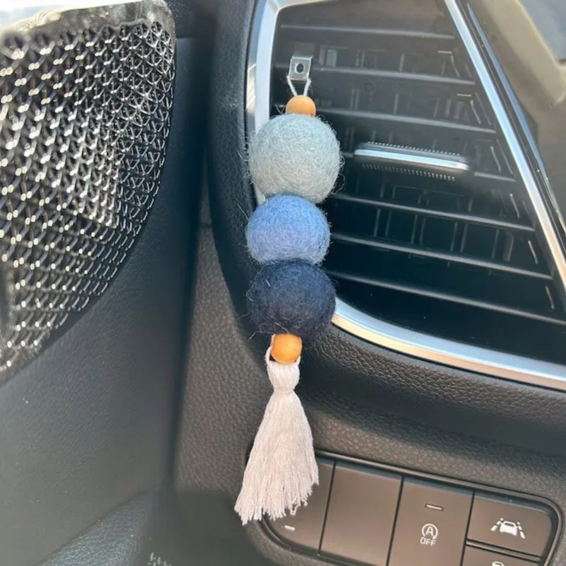 Essential Oil Car Diffuser Air Freshener Car Charm Boho Decor Wool Felt  Ball Car Vent Clip Handmade Gifts - Main Image