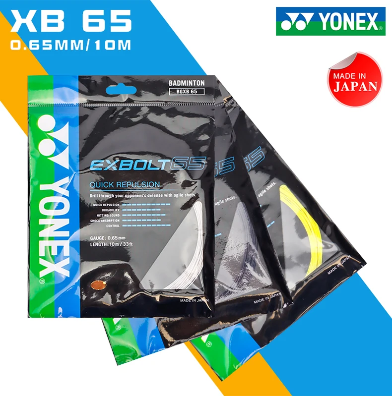 Corda para Raquete de Badminton Yonex EXBOLT 65 BGXB65 10M