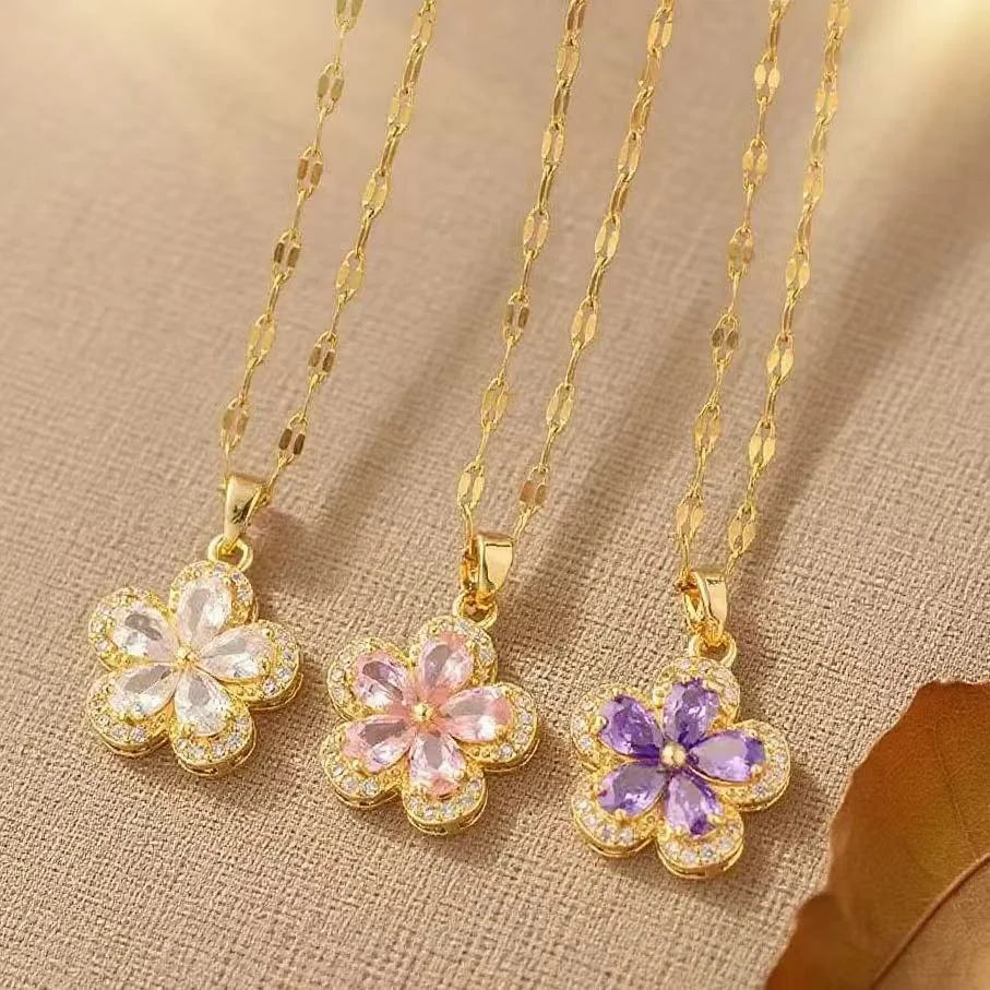 Haomi Crystal Five-leaf Flower Necklace
