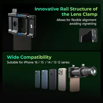 SmallRig 8X Telephoto Lens for Mobile Phone (T-Mount), 8X Optical Zoom HD Telephoto Lens Support Hand-held Spot Shooting - 4737 detail image
