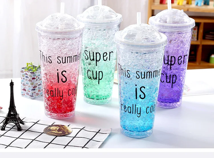 Summer Hot Sale Beach Freezing Gel Ice Cream Cup Reusable Custom Logo  Double Wall Plastic Tumbler with Lid and Straw - China Plastic Cup and  Double Wall Plastic Cup price