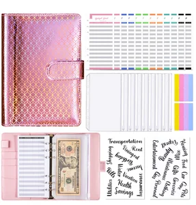 A6 Loose-Leaf Money Saving Envelops PU Leather Money Organizer for Cash