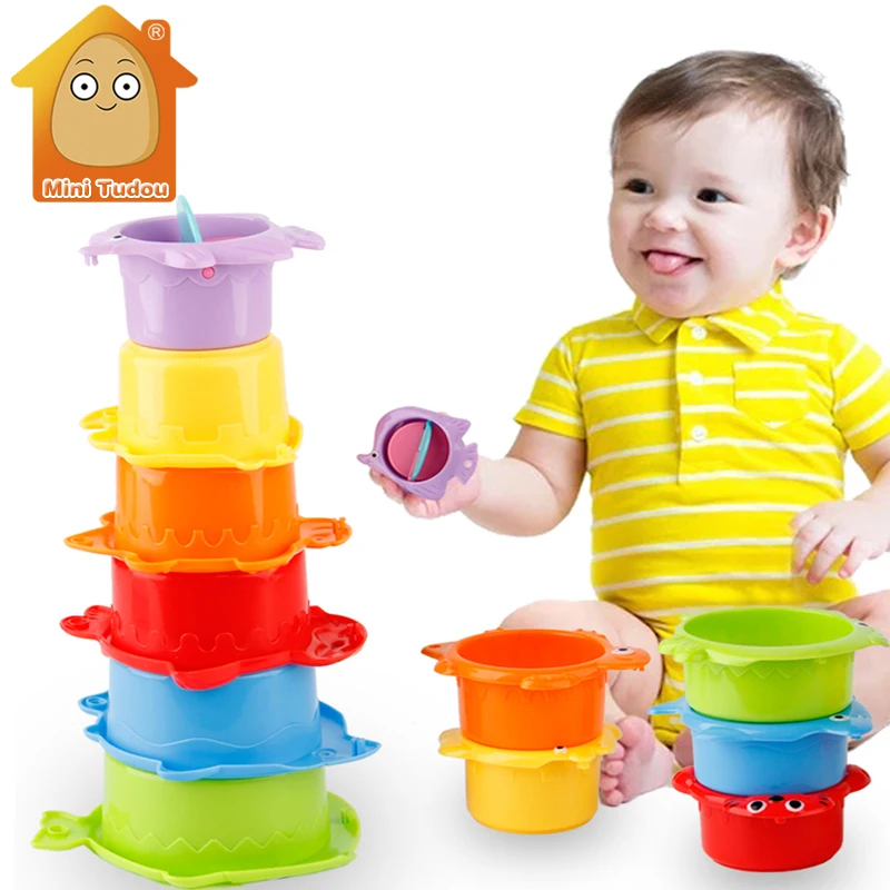 Детская игрушка для детей обучения Детские штабелируемые чашки радужная башня кольцо океан животные Штабелируемая