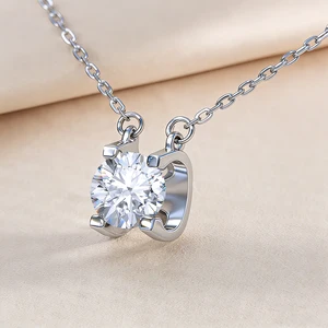 Moissanite Jewelry 925 Sterling Silver Diamond Vvs 1ct Moissanite Pendant Necklace Women for Wedding