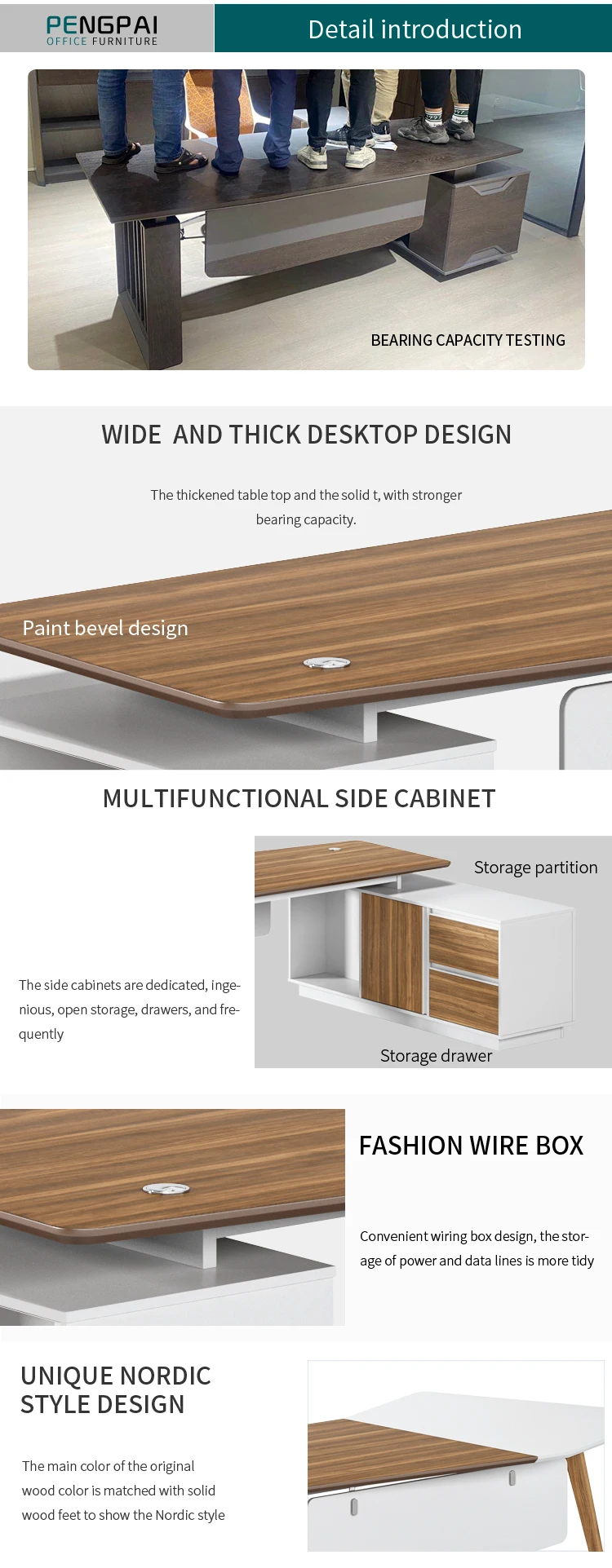 Pengpai modern design melamine wood table executive furniture office desk