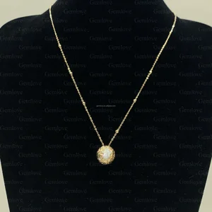 18K Gold Custom Pendant Necklace - 5.57g Round/Oval/Heart Charm Chain for Women