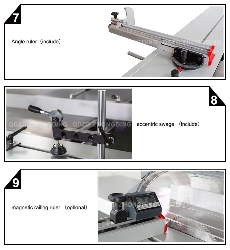 Qingdao ZDV8D Model Horizontal Table Saw for Woodworking Sliding Design Hot Sale Circular Saw with Motor Blade Wood Cutting Tool