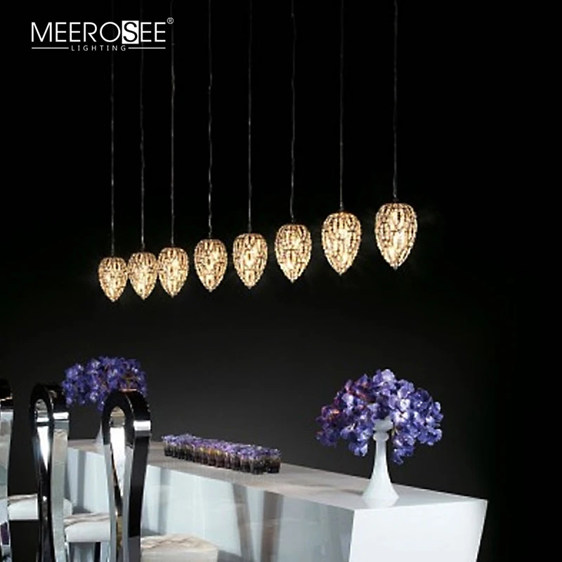 MEEROSEE Hot Selling Indoor Designs Pendant Light Staircase Single Small Pendant Stainless steel Crystal Hanging Lamp MD86719