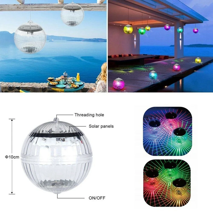Outdoor Solar Floating Pool Light Waterproof Ip68 Solar LED Swimming Pool Light Colors Changing Solar Pond Lights for Hot Tub