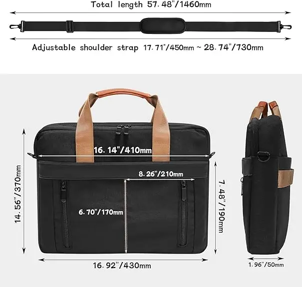 product laptop bag computer shoulder case for macbook travel storage big large messenger bag with 4 zipper pockets-28