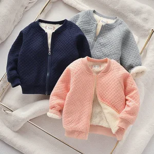 Autumn Winter Children's Jackets Thick Cotton Printed Casual Warm Velvet Zipper Coats for 0-4 Years Baby Girls Clothes for Kids
