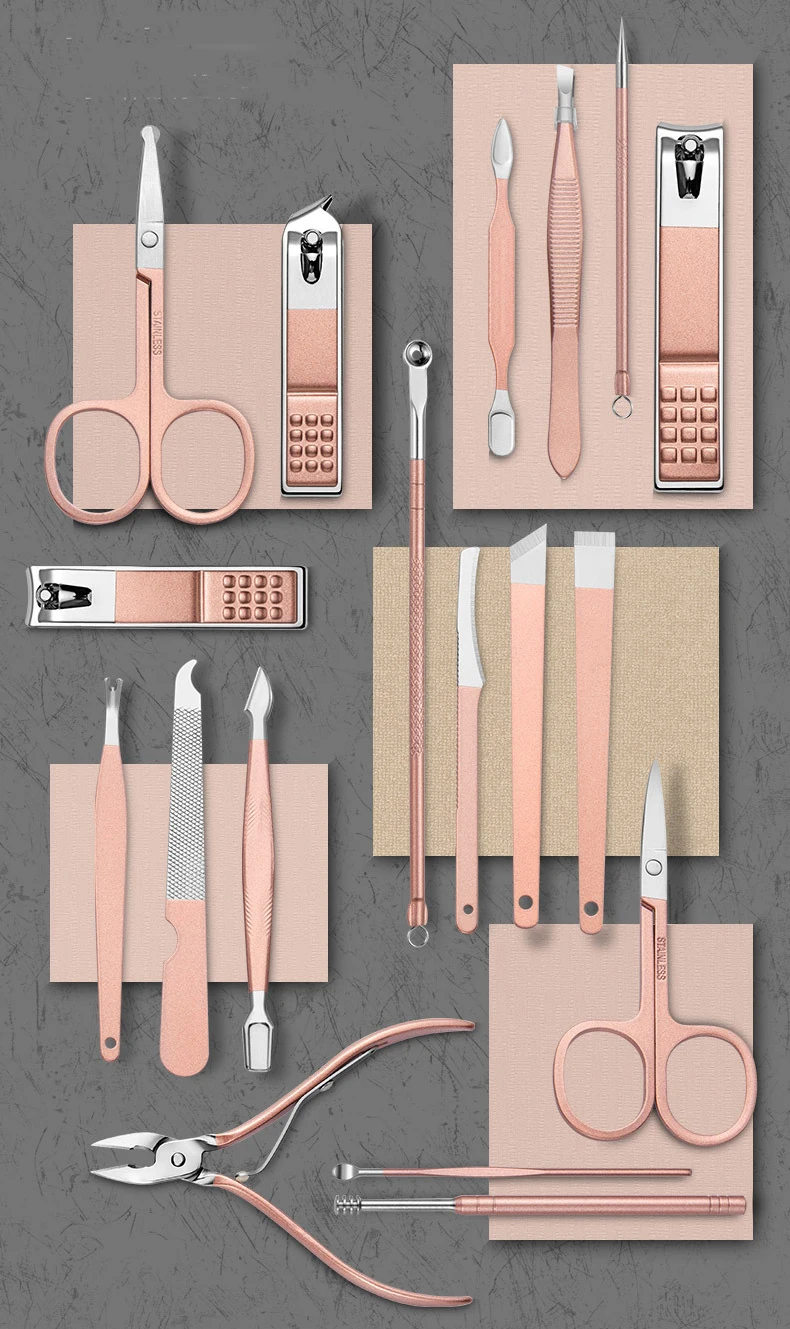 Professional 18pcs Stainless Steel Manicure Kit Tools Cut Nail Clipper Set Manicure Set Nail
