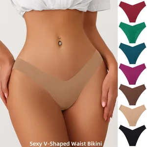 Hot Sales Large Size Underwear Seamless Ice Silk Underwear Triangle Underwear Pure Cotton Ladies V-shaped Custom Ladies Sexy