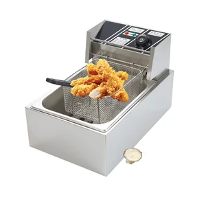 Commercial Electric 6L 2500w Home Fryer Counter Top Portable Stainless Steel Deep Fat Oil Frier Square Basket for Restaurants