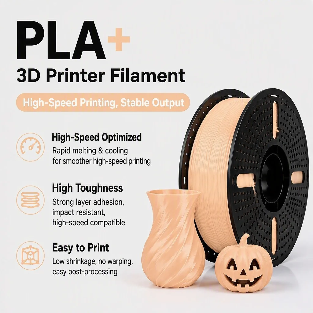 1.75mm PLA Plus Filament 1kg Spool Net Weight 1kg Diameter ±0.02mm FDM 3D Printer Filament High Speed Printing RAL Color
