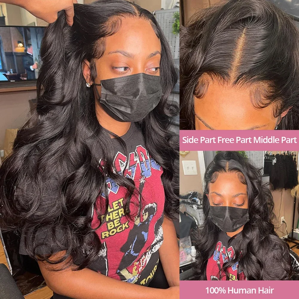 Parrucca frontale in pizzo Body Wave da 30-40 pollici, densità 250%, parrucca frontale in pizzo trasparente HD da donna, parrucca in pizzo con capelli umani a onda sciolta a 360°_voghion.com