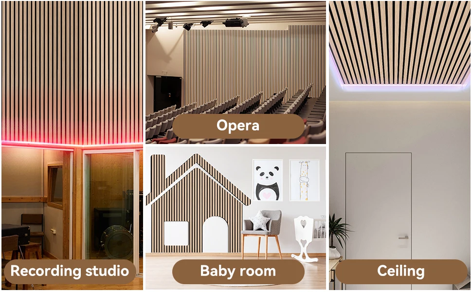 Acoustic Wood Wall Panels White Oak Acoustic Slat Wood Panels for Sound Absorbing Panels for Recording Studios Living Rooms factory
