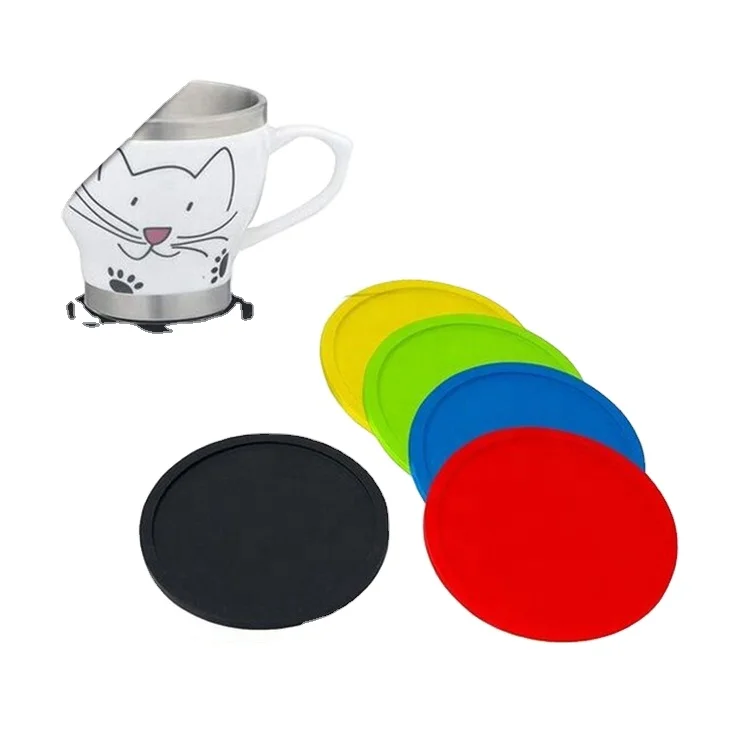 Custom Silicone Silicon Rubber PVC Cup Coffee Coaster Holder Set Eco-Friendly Soft Heart Pattern Pad for Table Drink