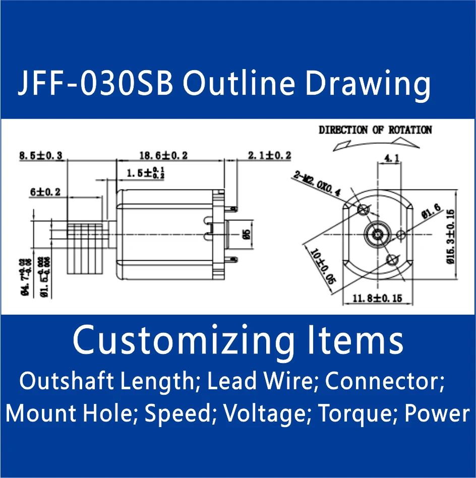 JRC JFF030 Micro DC Motor With Eccentric Wheel 3V 6V 9V DC Toy Miniature Motor FF030 High Speed 15000RPM Flat DC Motor for Toy