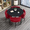 [1 mesa 4 sillas placa de roca] mesa redonda - tela de terciopelo rojo