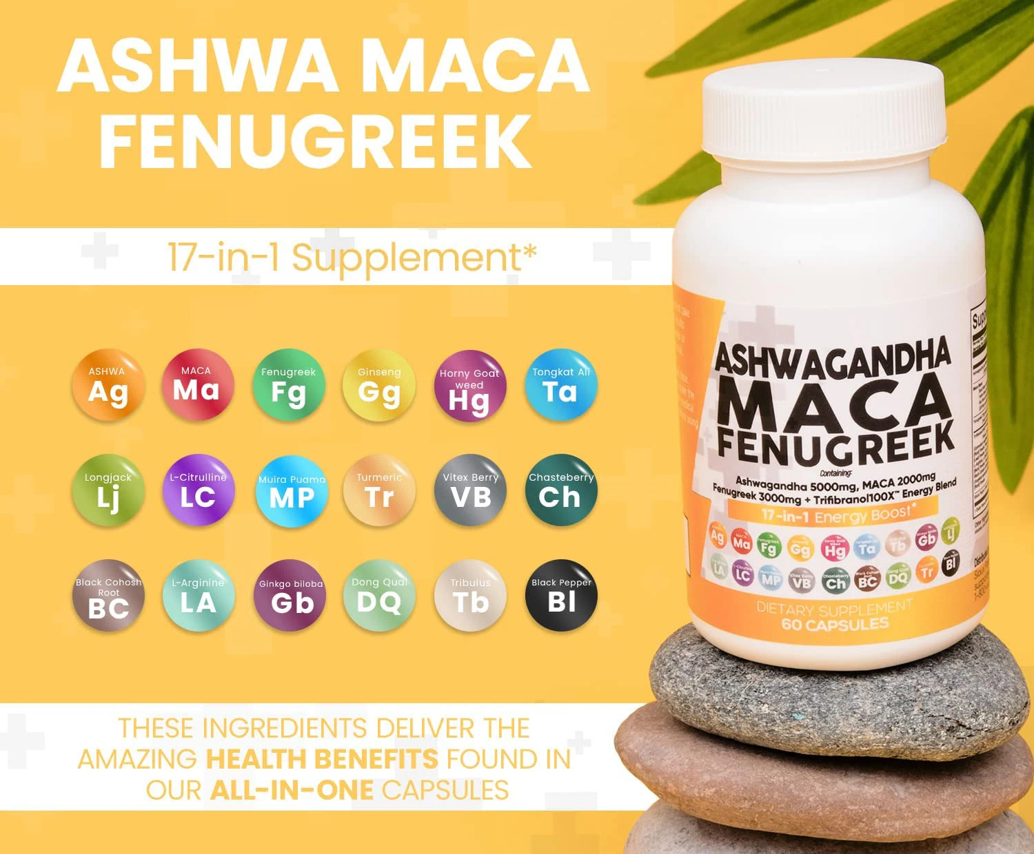 Ashwagandha Maca Extract Capsules With Tongkat Ali Ginseng Stress