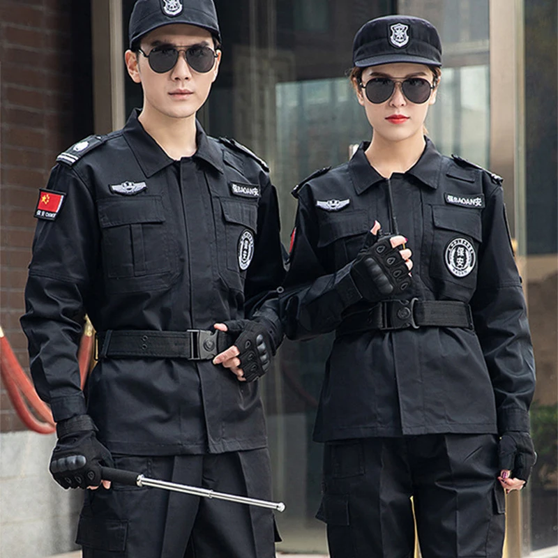 黒色警備員制服スーツデザイン 警備員制服 メンズシャツ ポリコットン