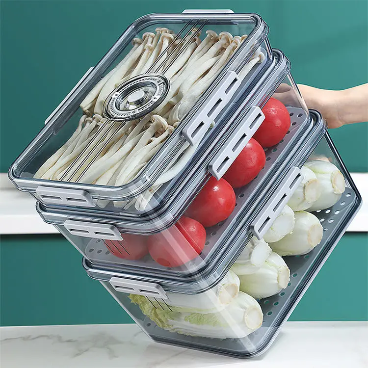 Factory Hot Selling Food Grade PET Plastic Transparent Thickened Timekeeping Frozen Organizer Box Refrigerator Storage Box factory