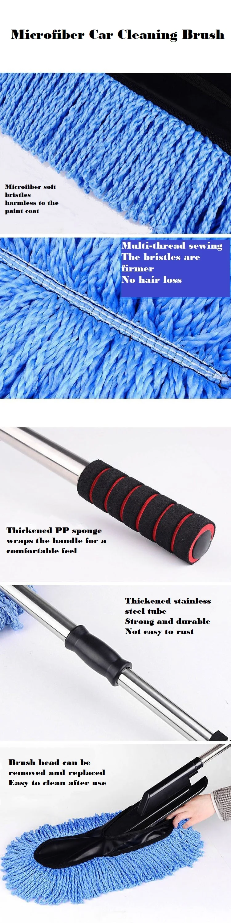 Car Washing Brush Telescopic Handle Multifunctional Dust Removal Car