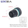 Presa M8 Femmina a Montaggio Posteriore (PCB, Stile a Inserimento Rapido in Plastica)