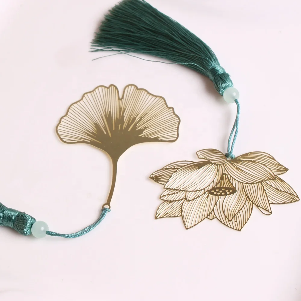 Высококачественные латунные металлические закладки для книг Lotus Ginkgo подарка