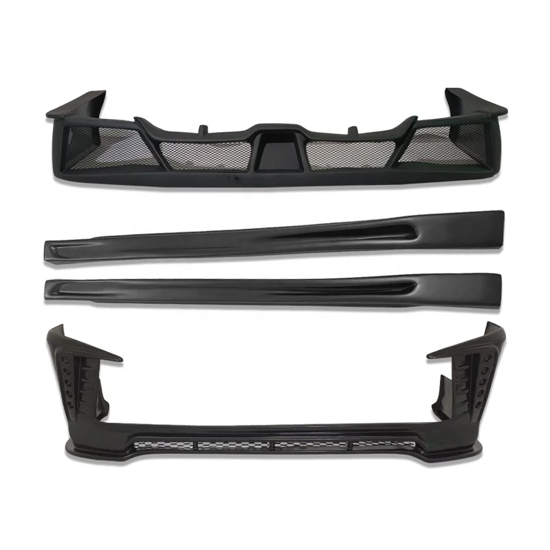 Car Front Face Kit Lip with Led Light Rear Diffuser Lip Side Skirts for Toyota Hiace 200 Series 2014-2018 Auto Body Kit Parts