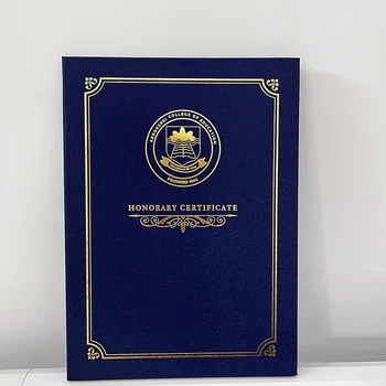 customized logo and text for A4 size Honor Certificate Holder Premium Leather Case for Preserving Awards and Achievements