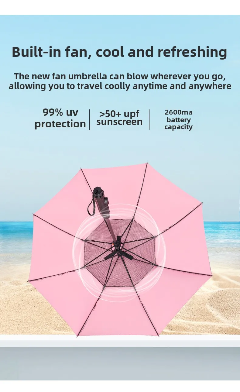 Customizable Manual Cooling Straight Pole Umbrella with UV Protection for Travel and Use in Sun or Rain Factory Direct