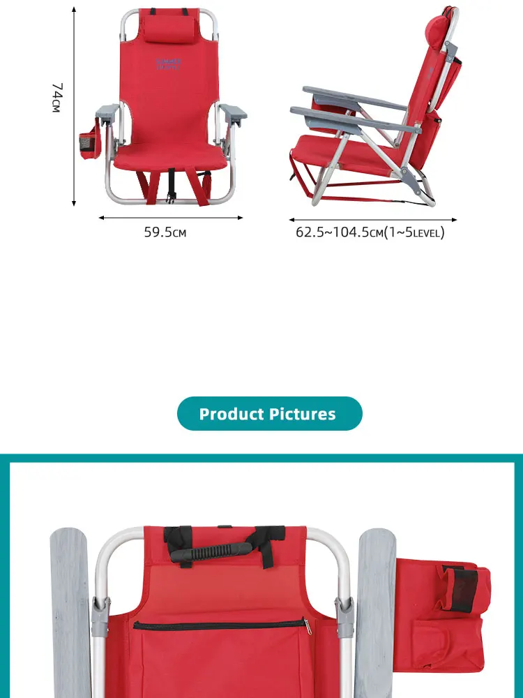 Custom Portable Backpack Beach Chair Wholesale Outdoor Aluminum Folding ...
