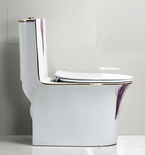 Luxury Modern Colorful Sanitary Wc One Piece Ceramic Purple Color Pattern Toilet