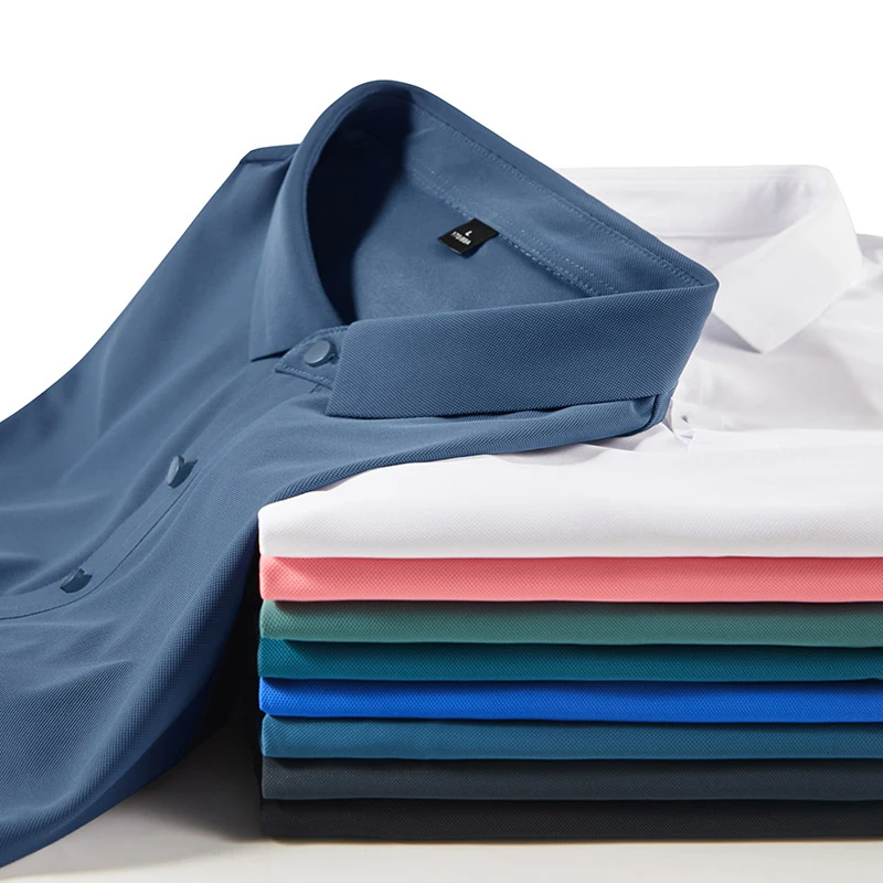 Solid color short-sleeved shirt, quick-drying and breathable, 85% nylon, 15% spandex, men's casual T-shirt (available)