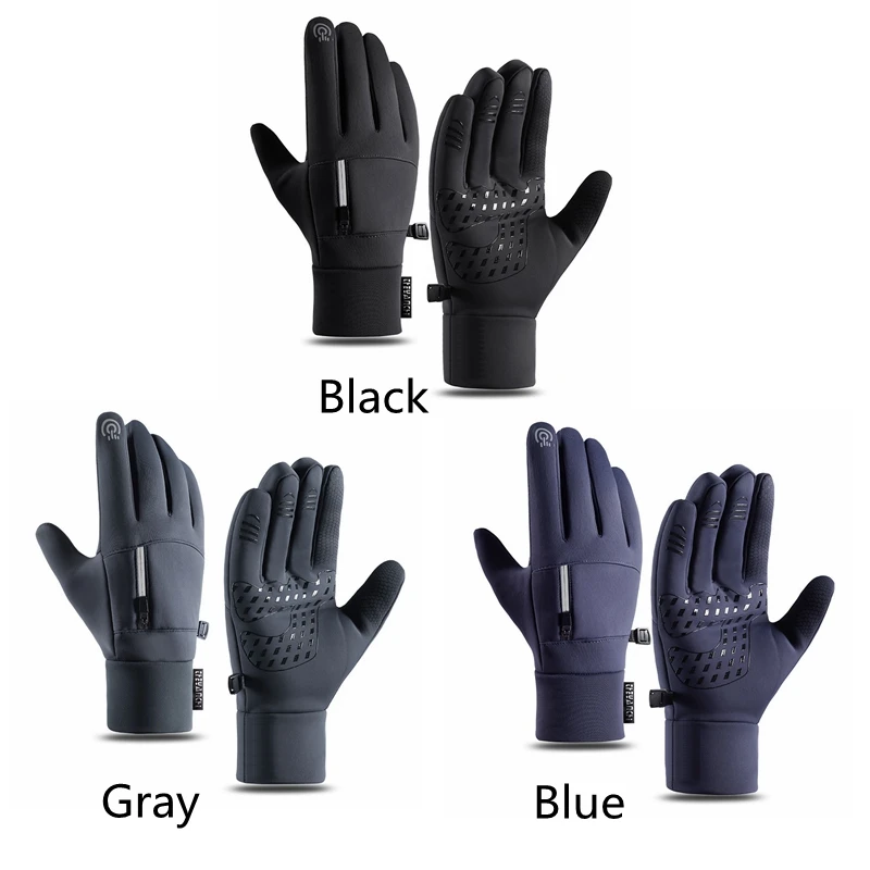 Зимние теплые перчатки FF545 для сенсорных экранов водонепроницаемые утепленные варежки с плюшевой подкладкой мужские пальцами рыбалки пешего туризма велоспорта