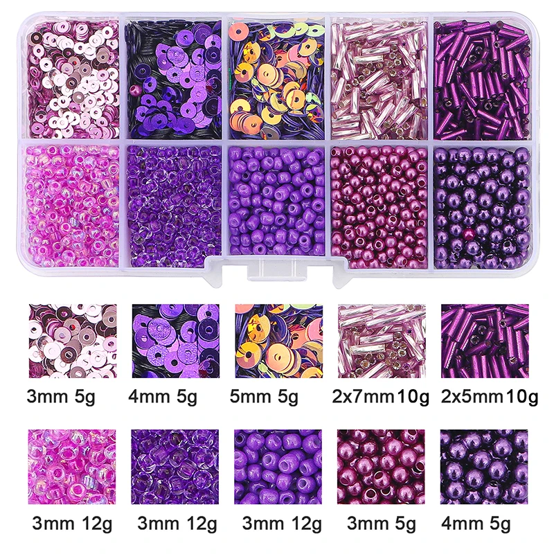 Wholesale 12 Colors Mix Seed Sequins Imitation Pearl Beads Kit Box For ...