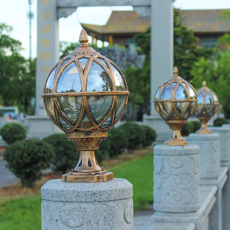 Lampu Tiang Luar Ruangan LED Aluminium Bergaya Eropa untuk Penerangan Taman, Halaman, Pintu, dan Dinding