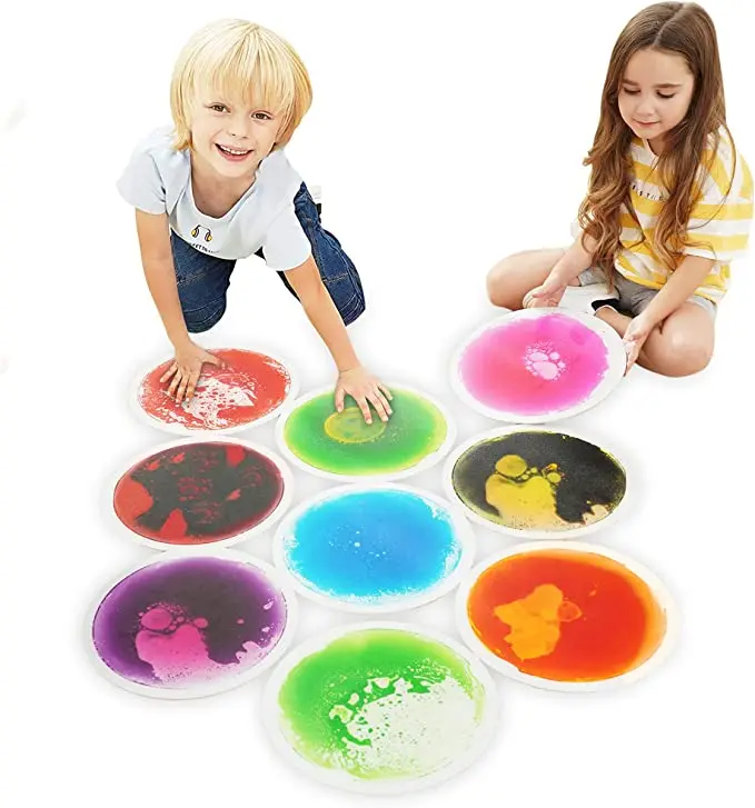 Children toys 2022 sensory liquid floor tiles  mat plastic toys  baby play mat learning flooring educational toys for kids