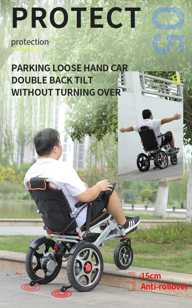 2023 New Trending Light weight portable wheel chair with remote controller for disable foldable airplane electric wheelchair supplier