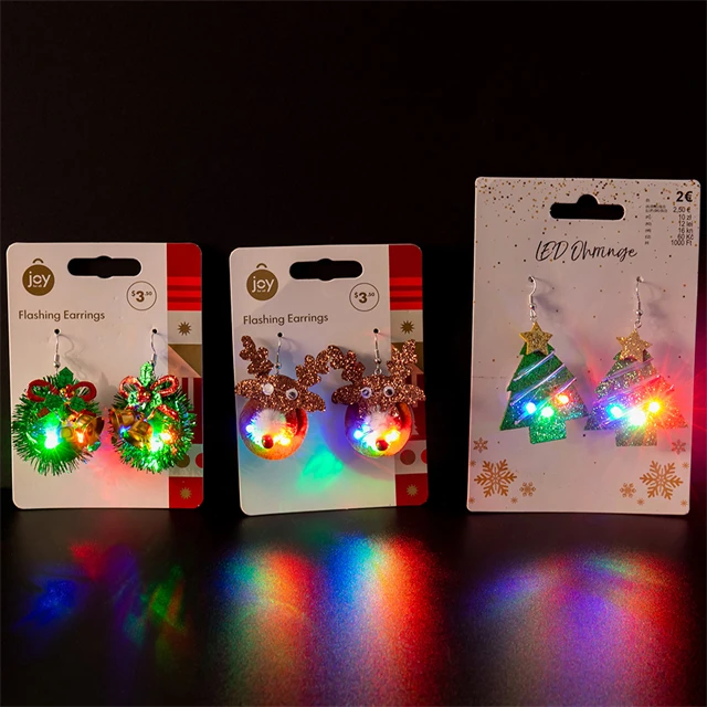 Хрустальные рождественские украшения в форме мультфильма, светодиодные светящиеся кольца для ушей