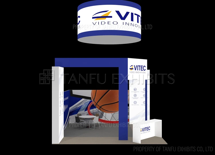 6m Island Tradeshow Booth With Round Hanging Banner