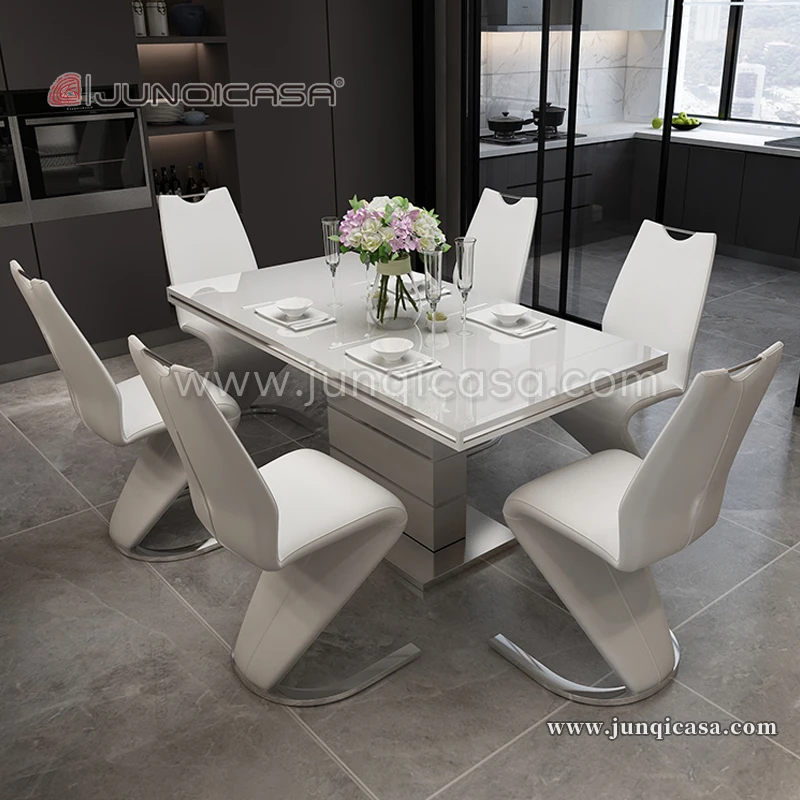 Fashion Luxury Rectangle Extendable Dining Table Modern Home Furniture Marble Dining With Chairs